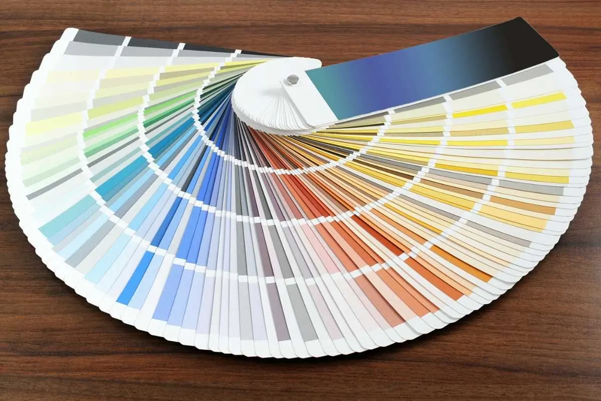 Neutral paint color swatches laid out for choosing