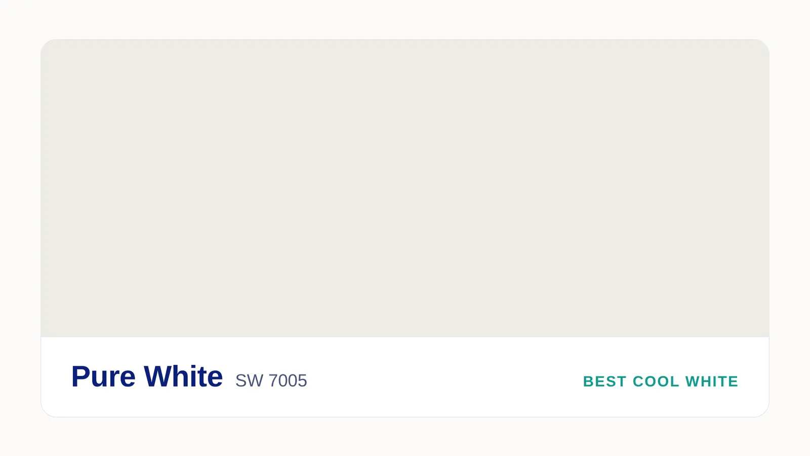Sherwin Williams Pure White SW 7005 paint swatch, a bright white with a slightly cool tinge